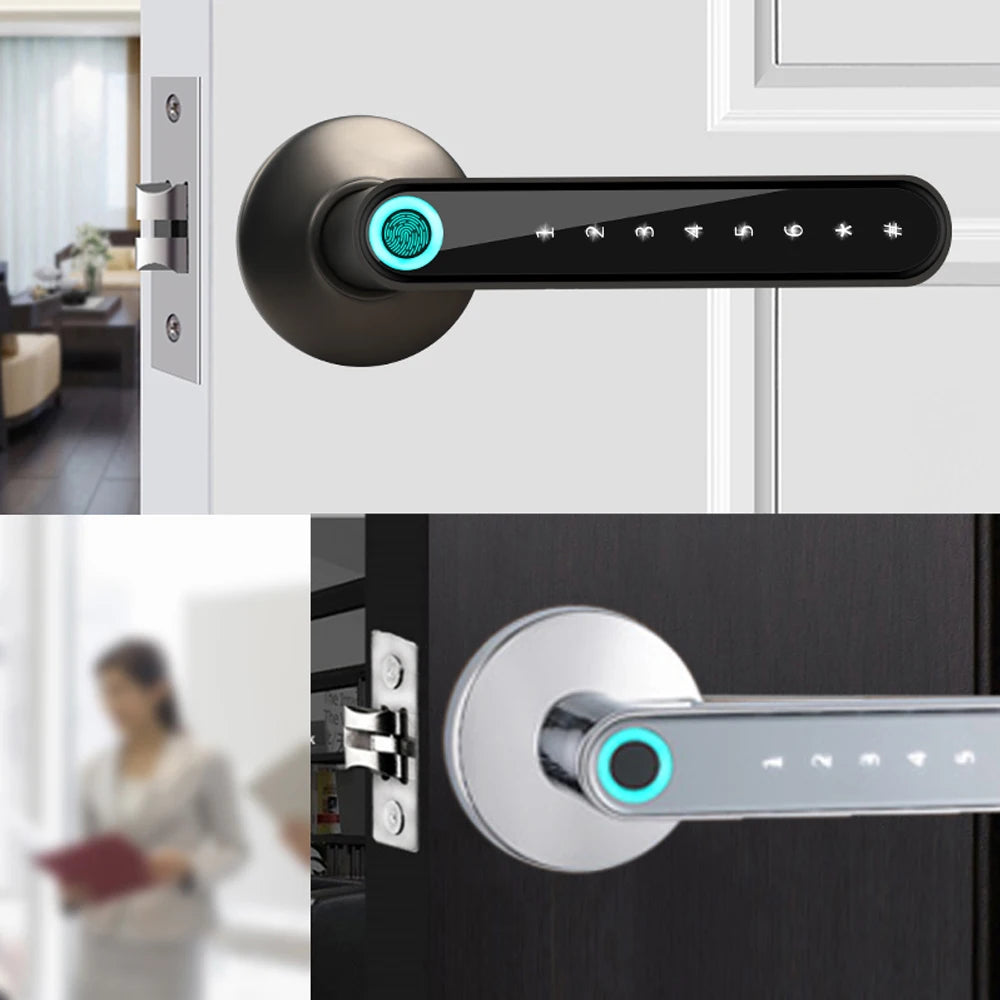 Poignée de porte connectée et empreinte digitale